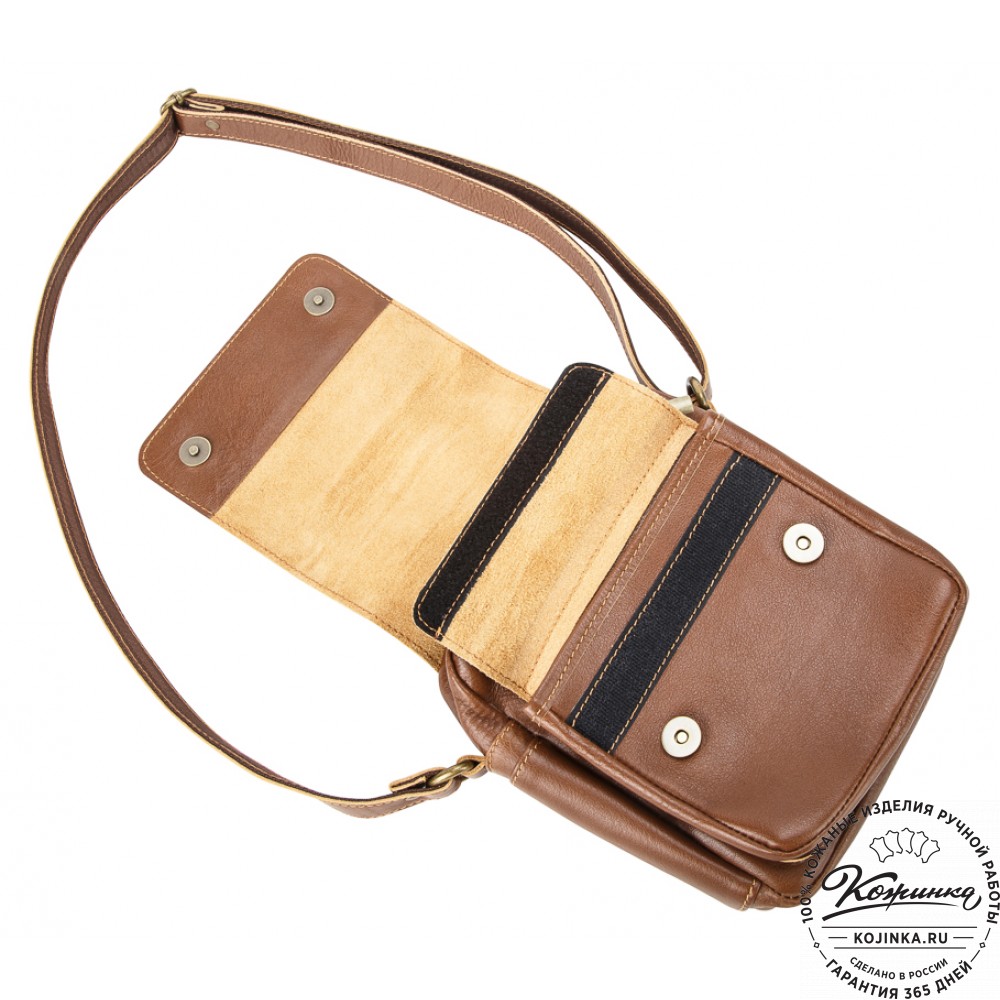 Кожаная сумка через плечо "Шерлок" (светло-коричневая)