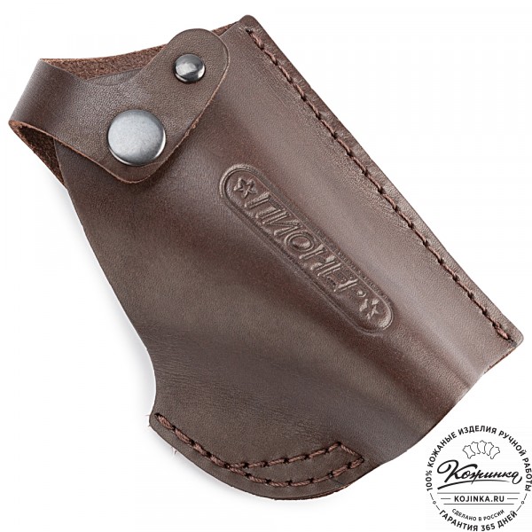Кожаная поясная кобура  для пистолета "Пионер" (тёмно-коричневая). фото 1