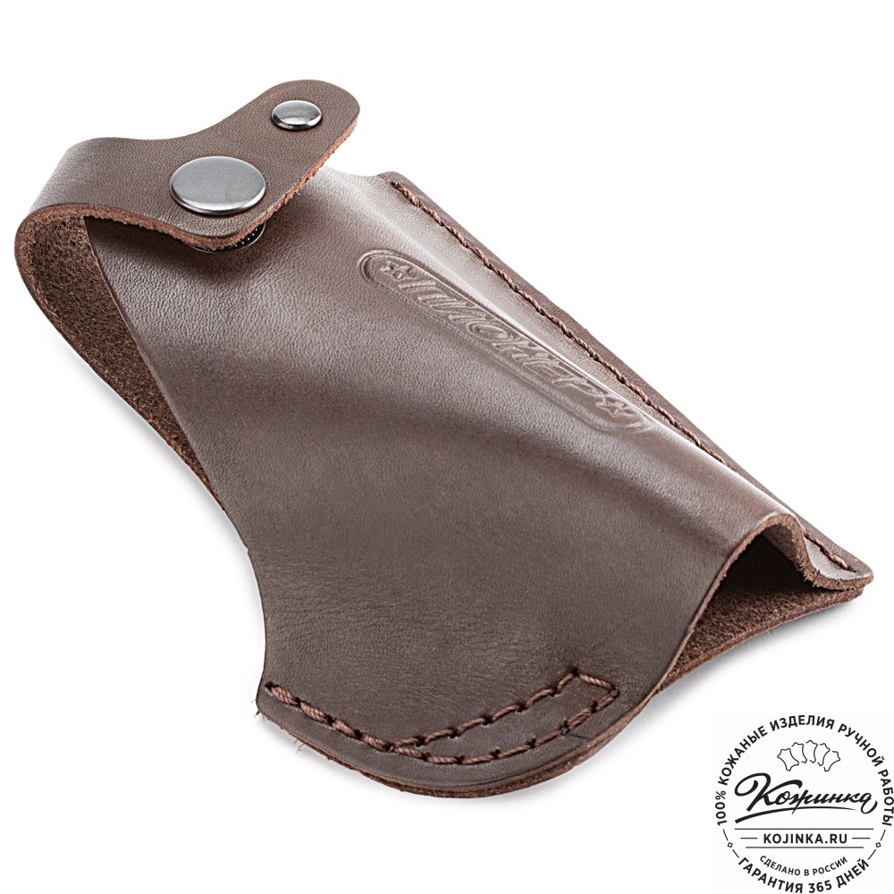 Кожаная поясная кобура  для пистолета "Пионер" (тёмно-коричневая)