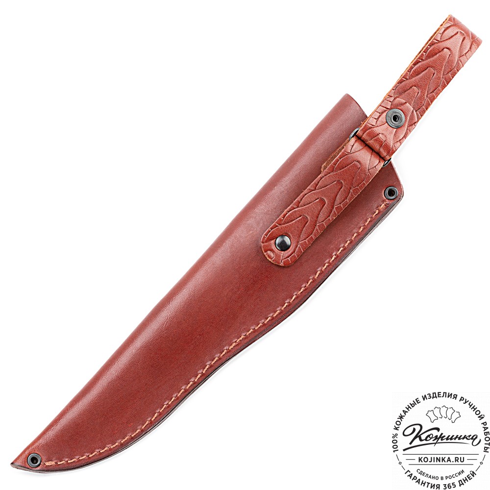 Кожаные ножны для ножа финского типа  с длиной клинка 17 см (коньяк)