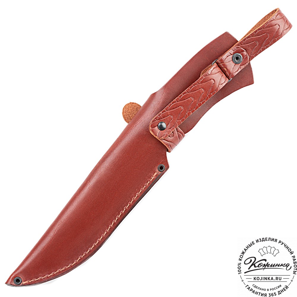 Кожаные ножны для ножа традиционного типа  с длиной клинка 17 см (коньяк)