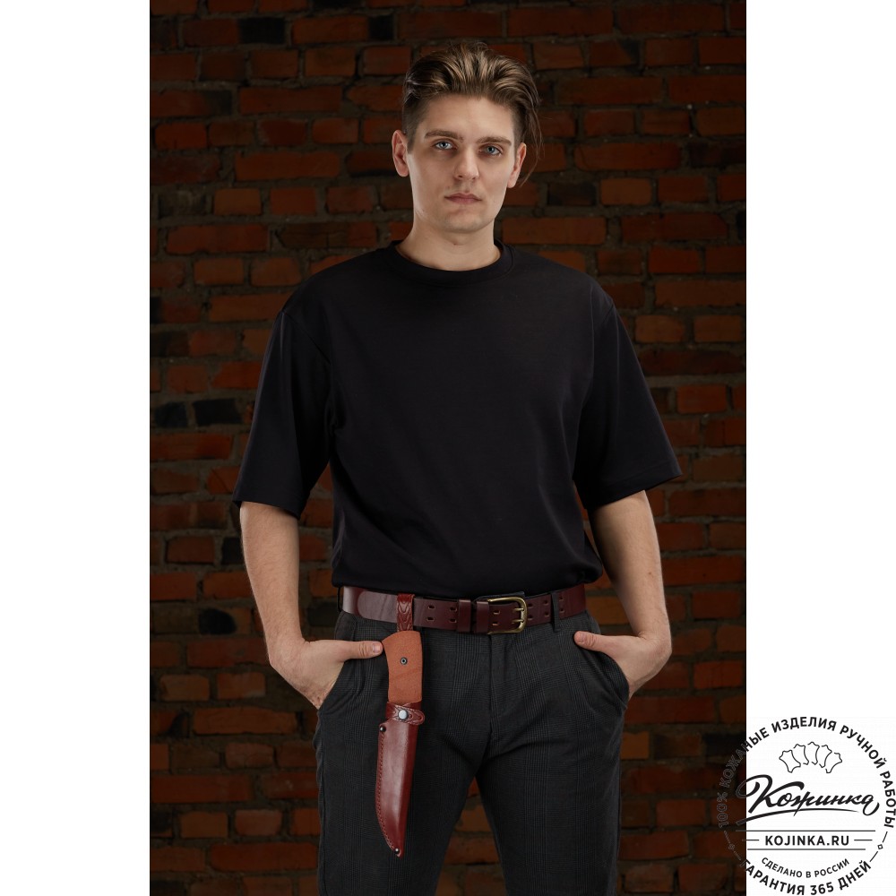 Кожаные ножны для ножа традиционного типа  с длиной клинка 17 см (темно-коричневые)