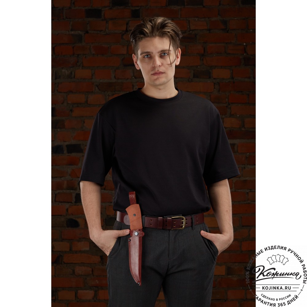 Кожаные ножны для ножа традиционного типа  с длиной клинка 17 см (темно-коричневые)