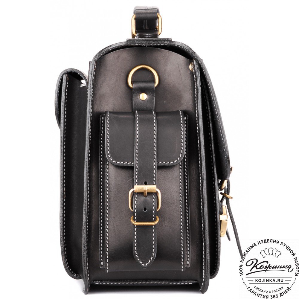 Кожаный портфель-кофр "Адъютант" (чёрный)