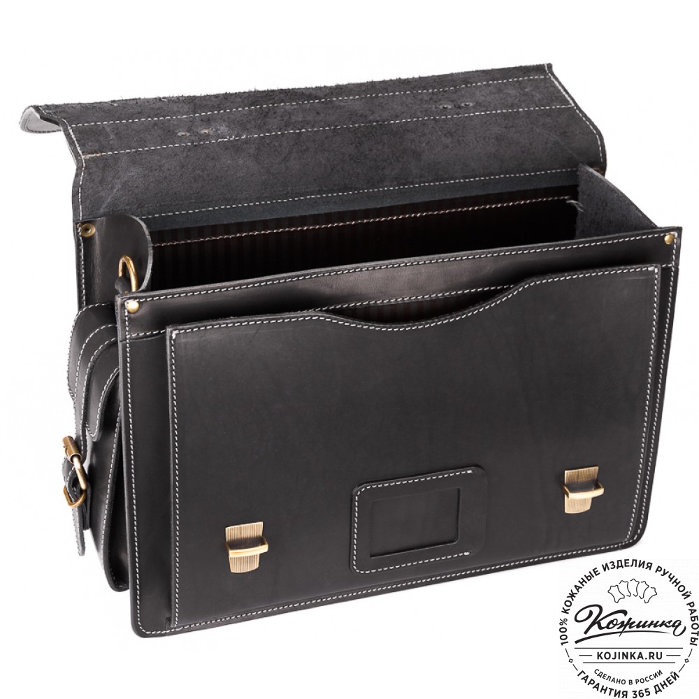 Кожаный портфель-кофр "Адъютант" (чёрный)