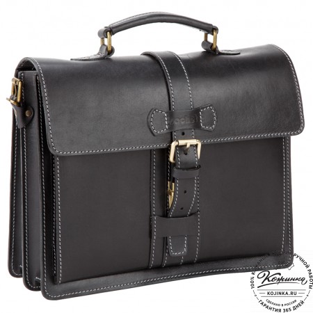 Мужской кожаный портфель "Премьер" (чёрный)