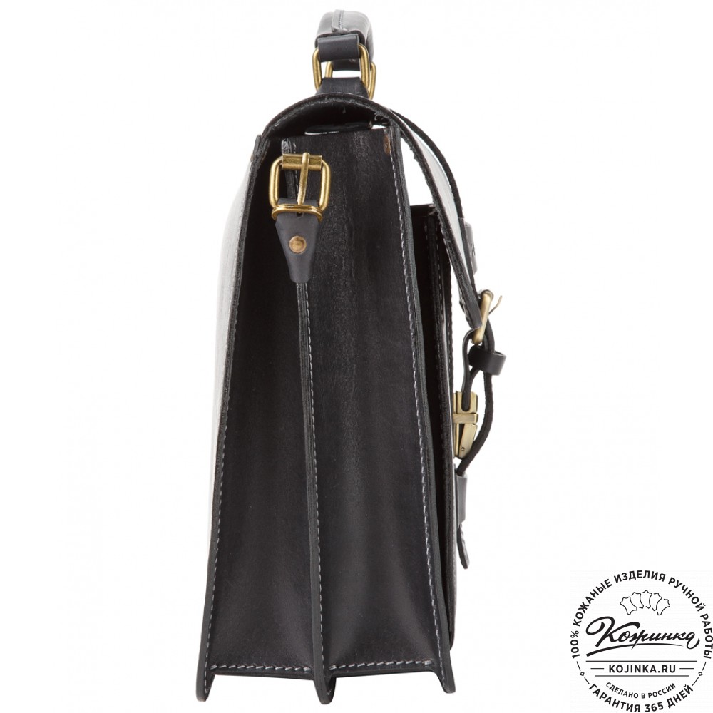 Мужской кожаный портфель "Премьер" (чёрный)