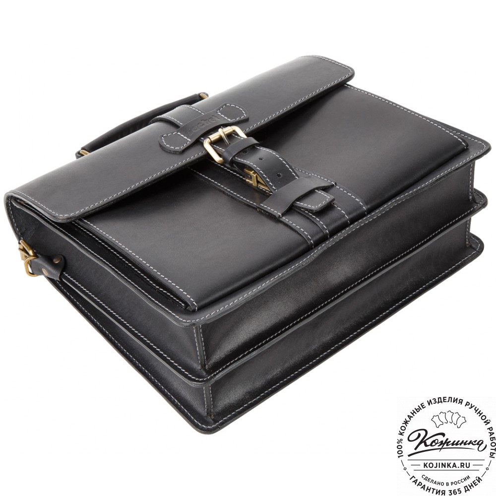 Мужской кожаный портфель "Премьер" (чёрный)
