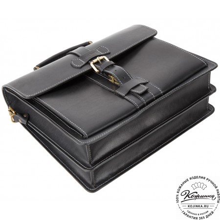 Мужской кожаный портфель "Премьер" (чёрный)