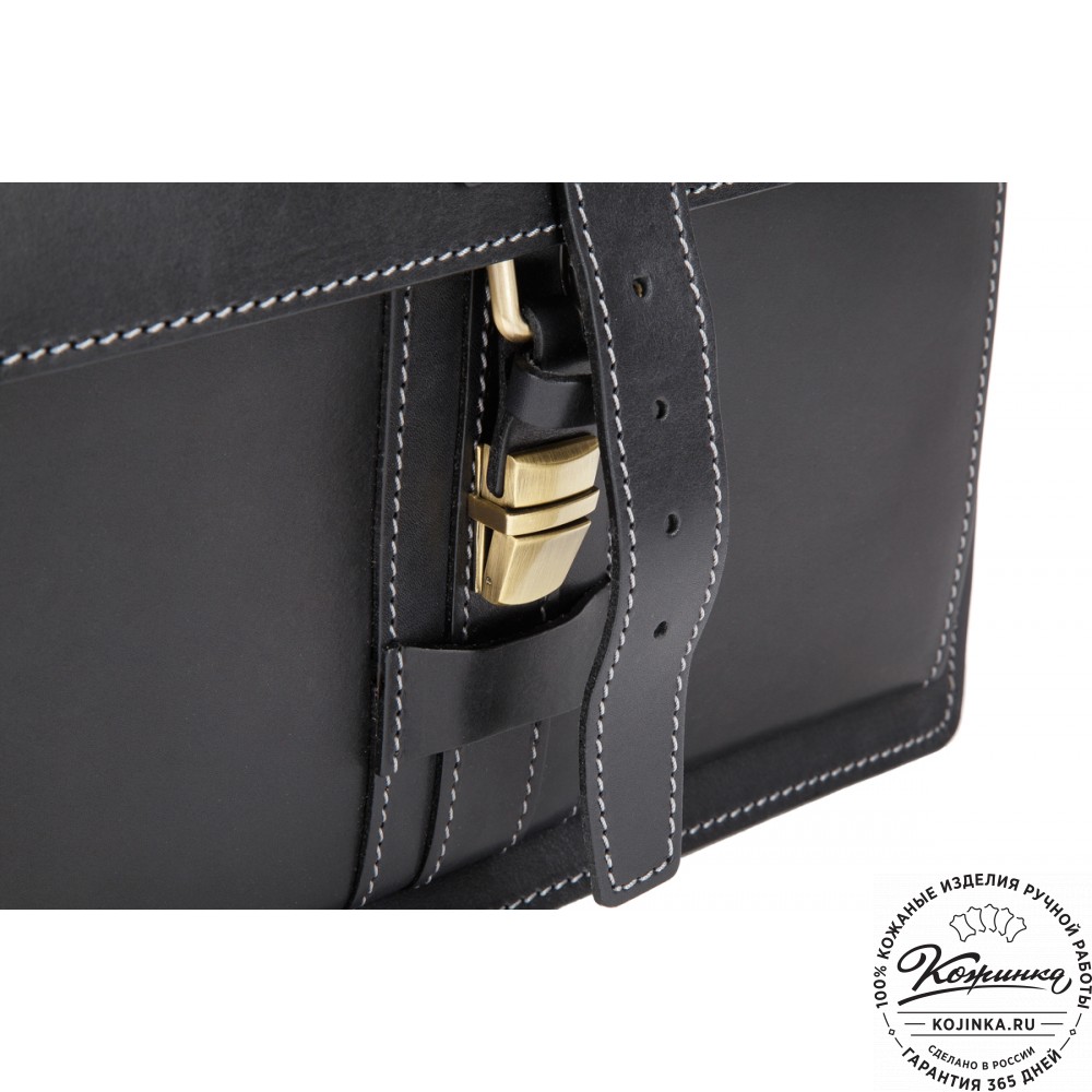 Мужской кожаный портфель "Премьер" (чёрный)