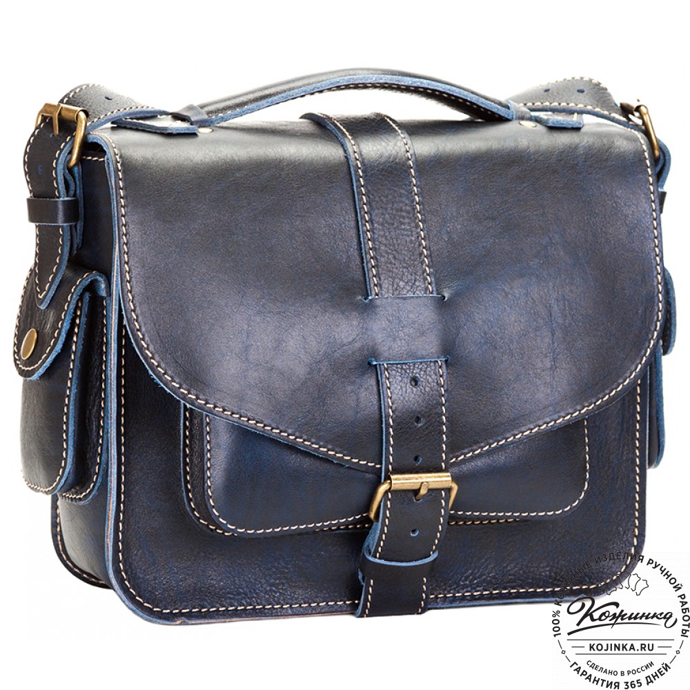 Кожаная  сумка "Виктория" (синий эксклюзив)