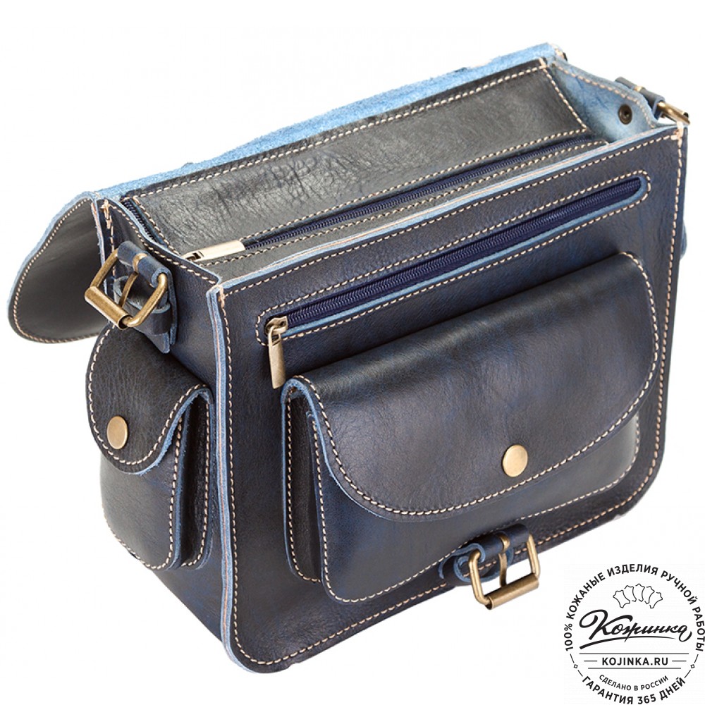 Кожаная  сумка "Виктория" (синий эксклюзив)