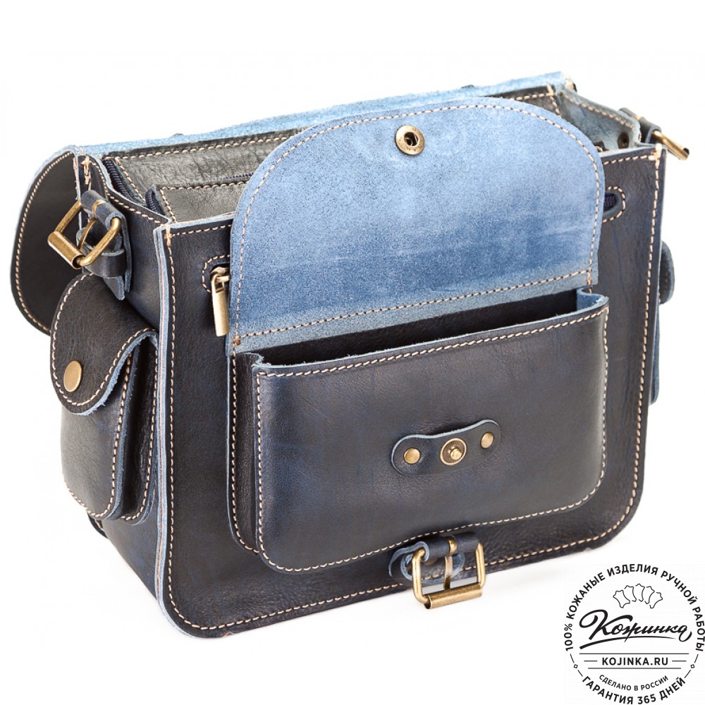 Кожаная  сумка "Виктория" (синий эксклюзив)