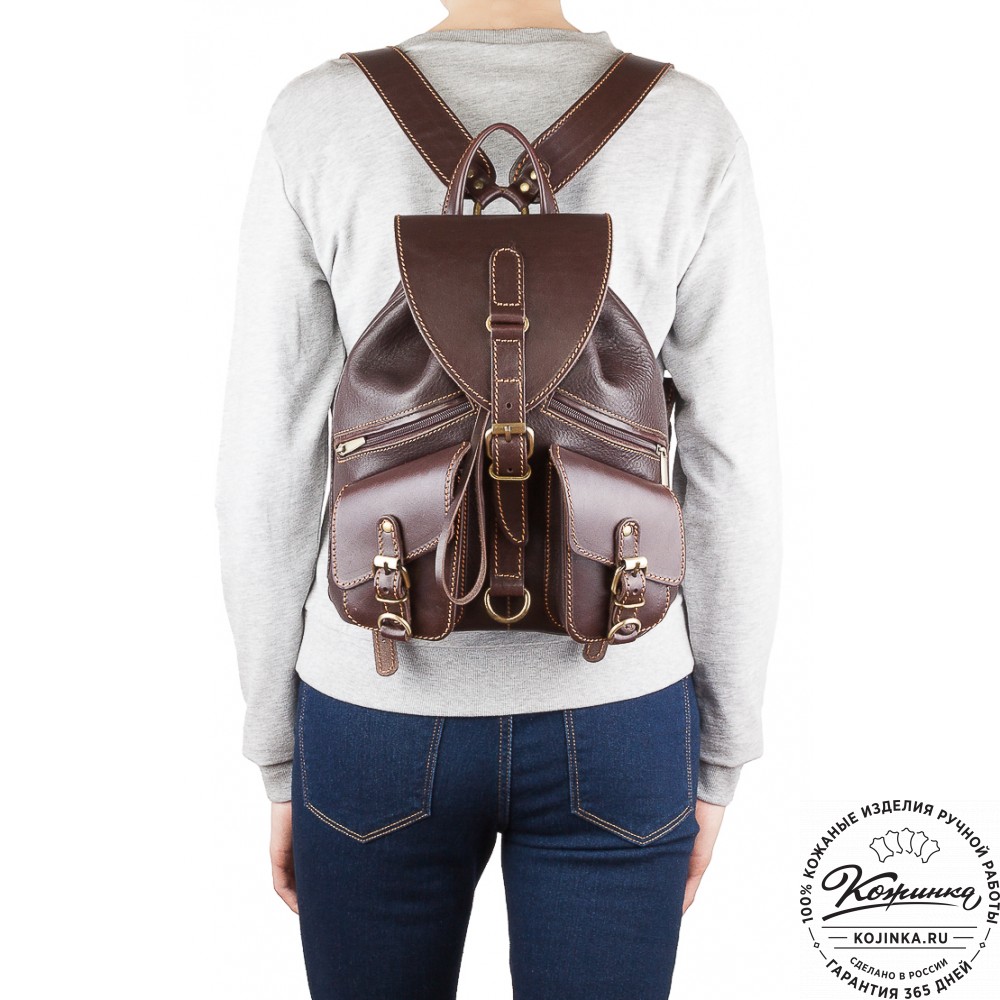 Кожаный рюкзак "Пилот" (темно-коричневый)
