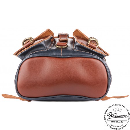 Кожаный рюкзак "Пилот" (синий с коричневым)
