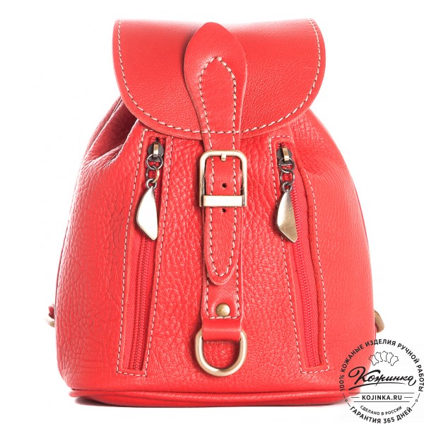 Женский кожаный рюкзак "Колибри" (красный). фото 1