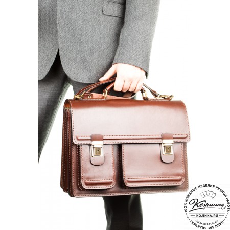 Мужской кожаный портфель "Оптима II" (коричневый)