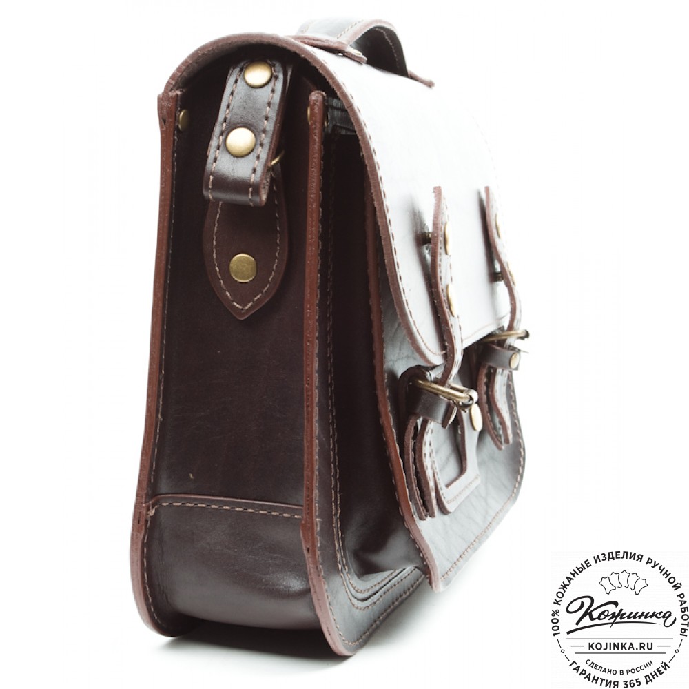 Кожаный портфель "Сатчел"  (тёмно-коричневый)