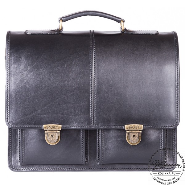 Кожаный деловой портфель "Адвокат-1" (черный). фото 1