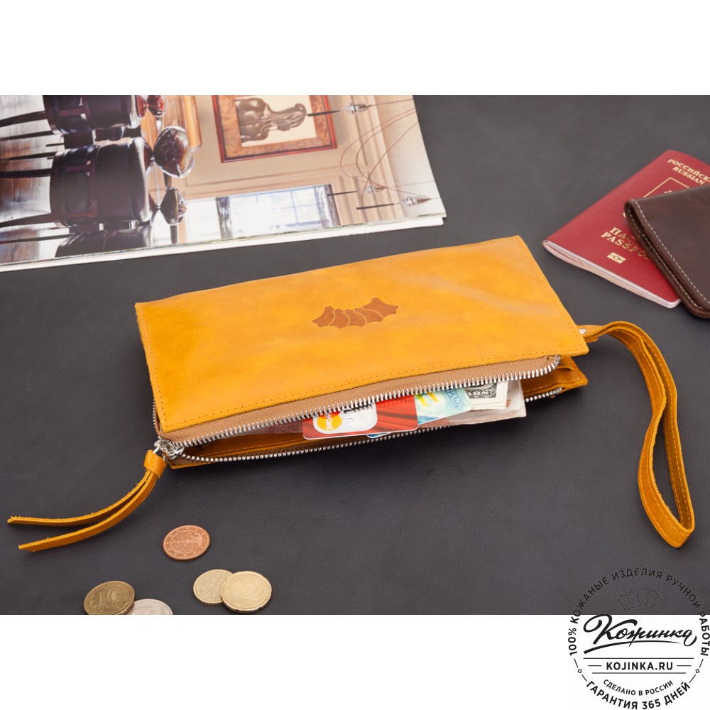Кожаный клатч  Москва (желтый)