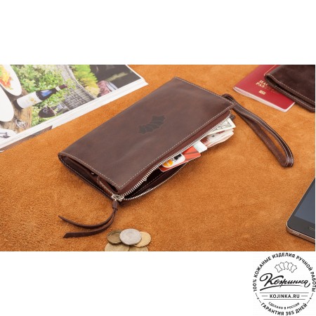 Кожаный клатч  Москва (коричневый)