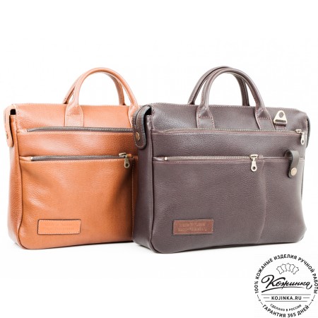 Кожаная деловая сумка "Гранд" (коричневый эксклюзив)