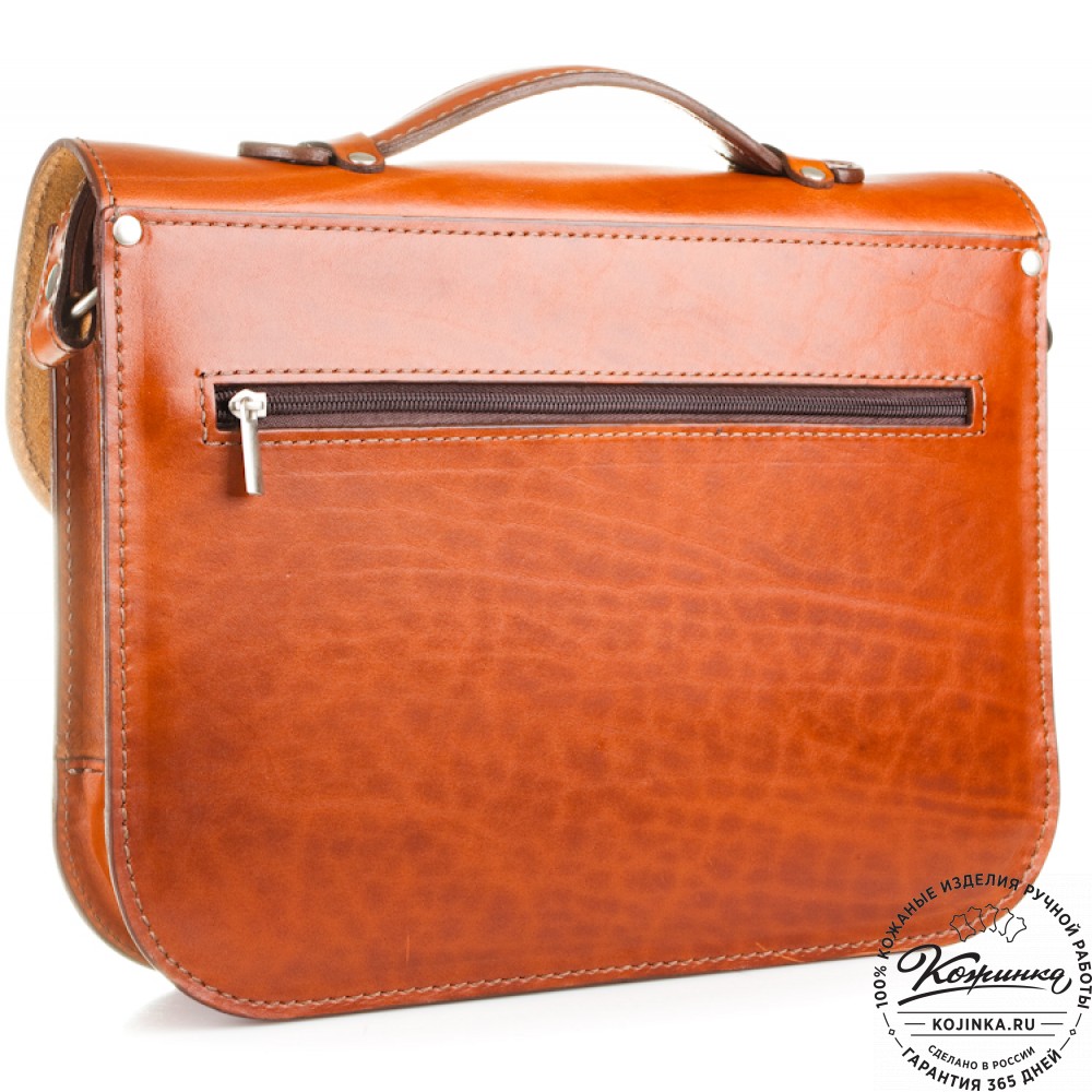 Кожаный портфель "Сатчел"  (рыжий)