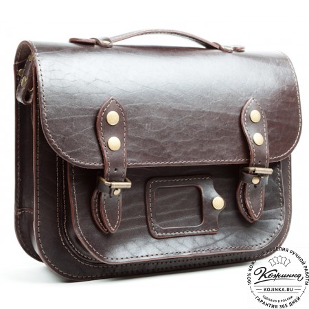 Кожаный портфель "Сатчел"  (тёмно-коричневый)