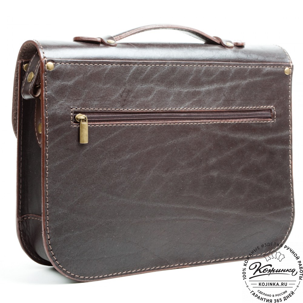 Кожаный портфель "Сатчел"  (тёмно-коричневый)