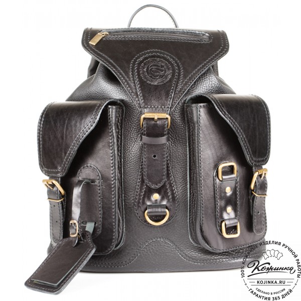 Кожаный рюкзак "Стиль 1" (чёрный). фото 1