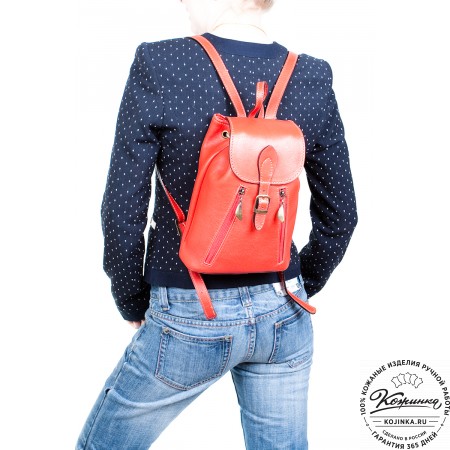 Женский кожаный рюкзак "Жоли" (красный)