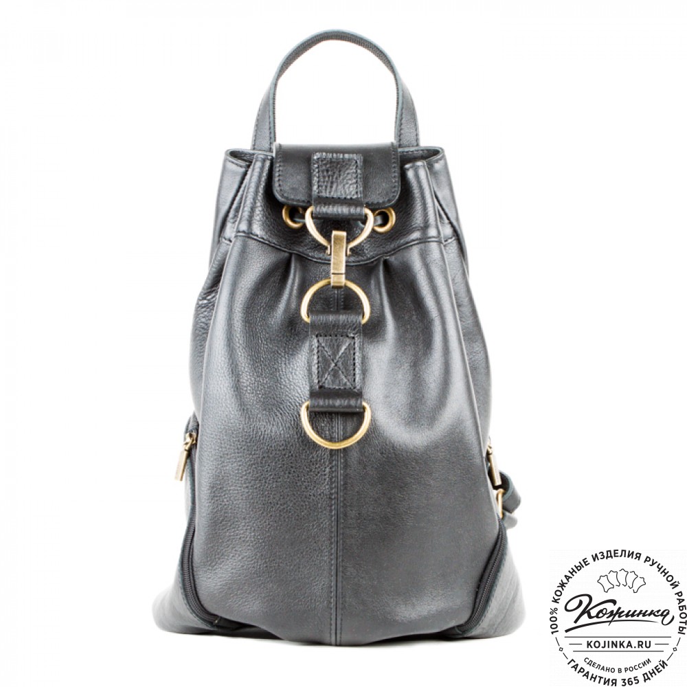 Женский кожаный рюкзак "Скиппи" (чёрный)