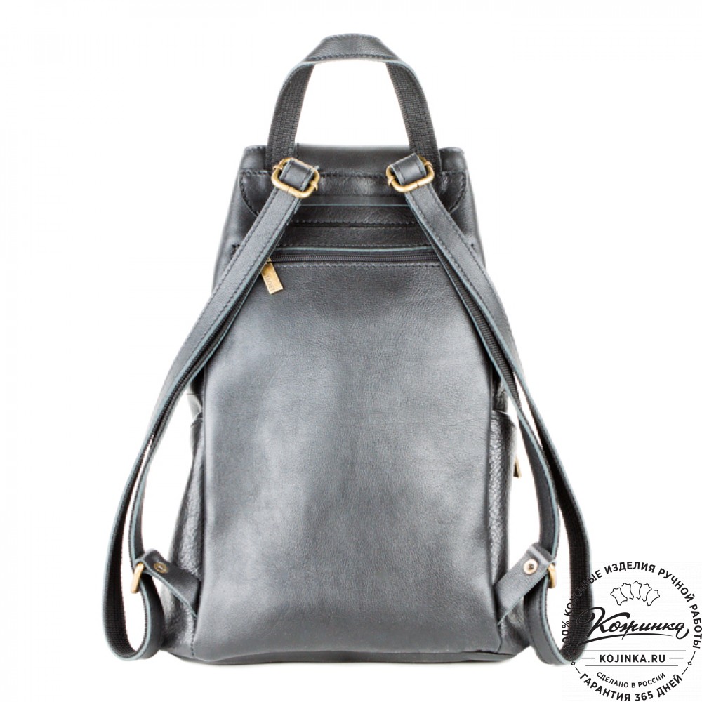 Женский кожаный рюкзак "Скиппи" (чёрный)