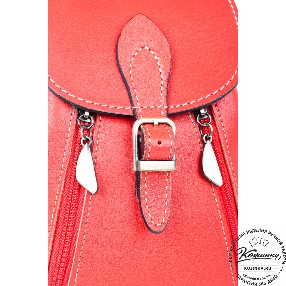 Женский кожаный рюкзак "Жоли" (красный)