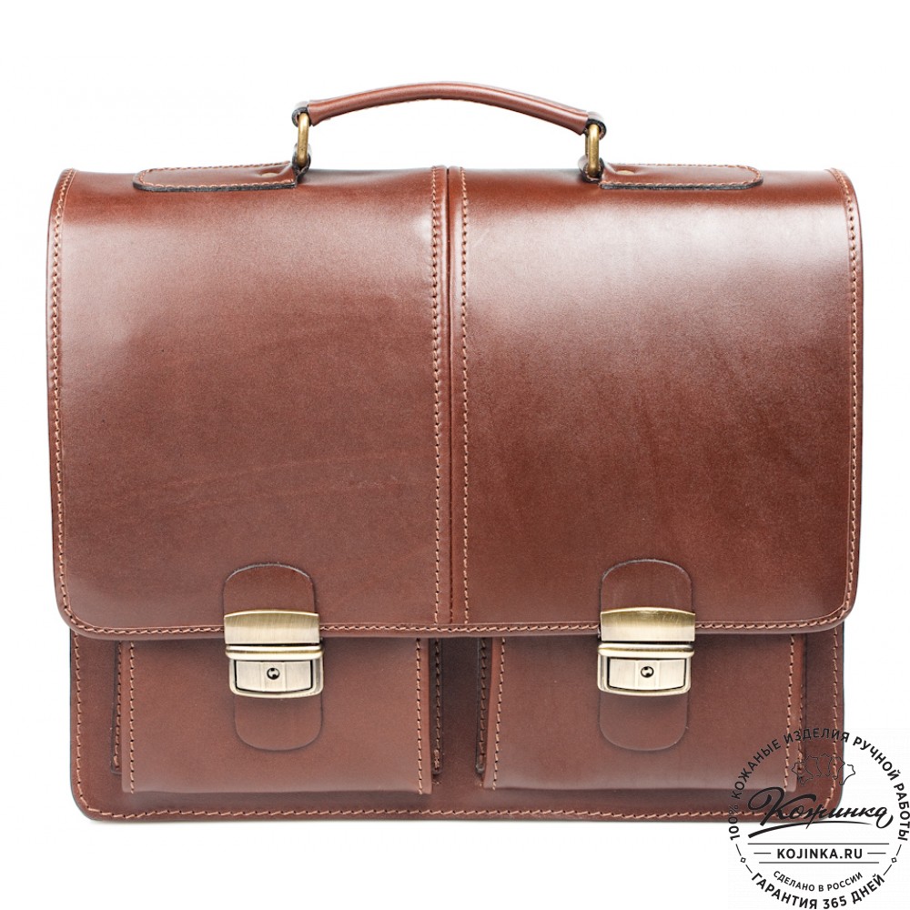 Кожаный деловой портфель "Адвокат-1" (коричневый)