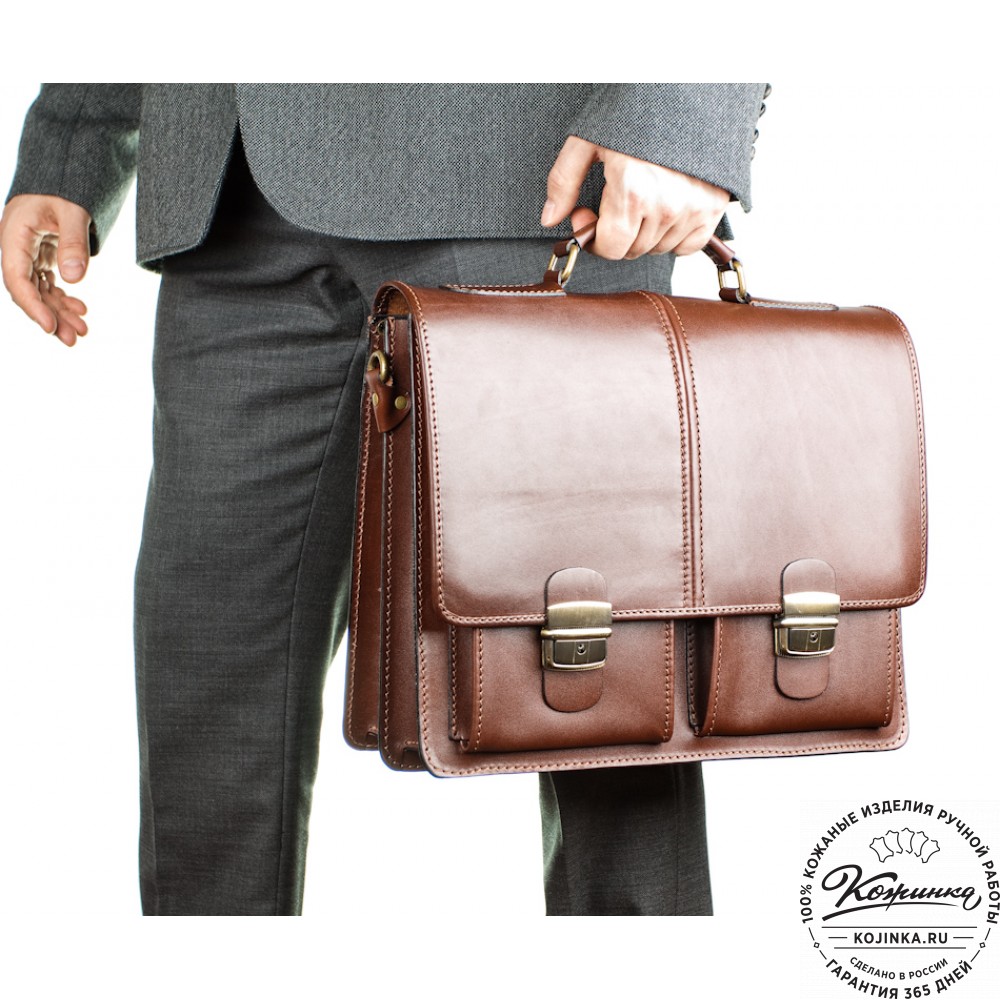 Кожаный деловой портфель "Адвокат-1" (коричневый)