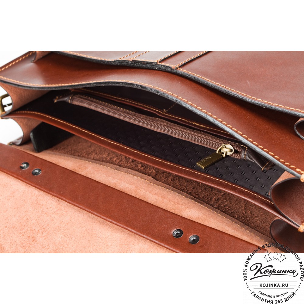 Мужской кожаный портфель "Премьер" (коричневый)