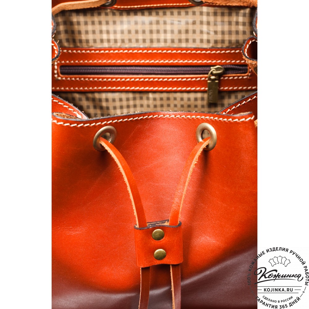 Кожаный рюкзак "Пехотинец" (Рыжий)