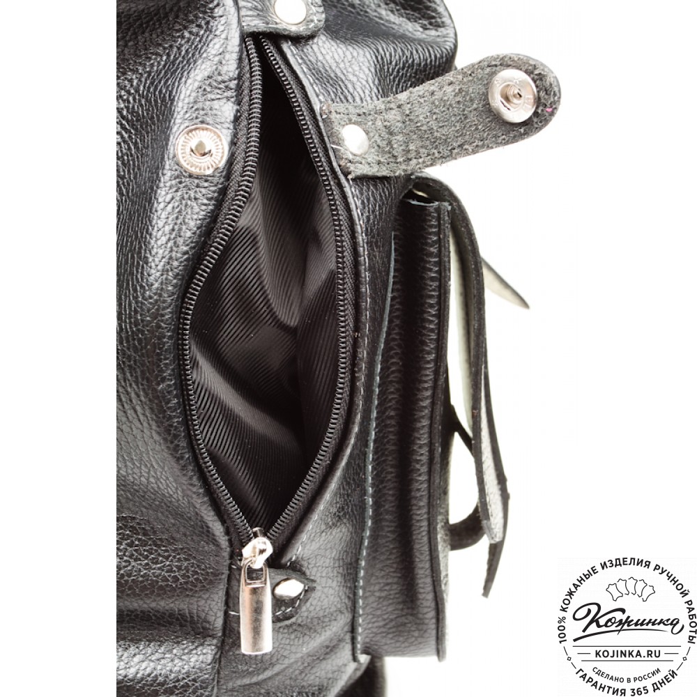 Кожаный рюкзак ручной работы "Эверест" (черный)
