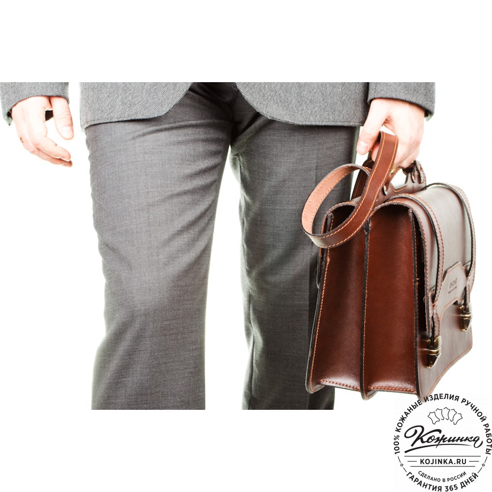 Мужской кожаный портфель "Авантаж" (коричневый)