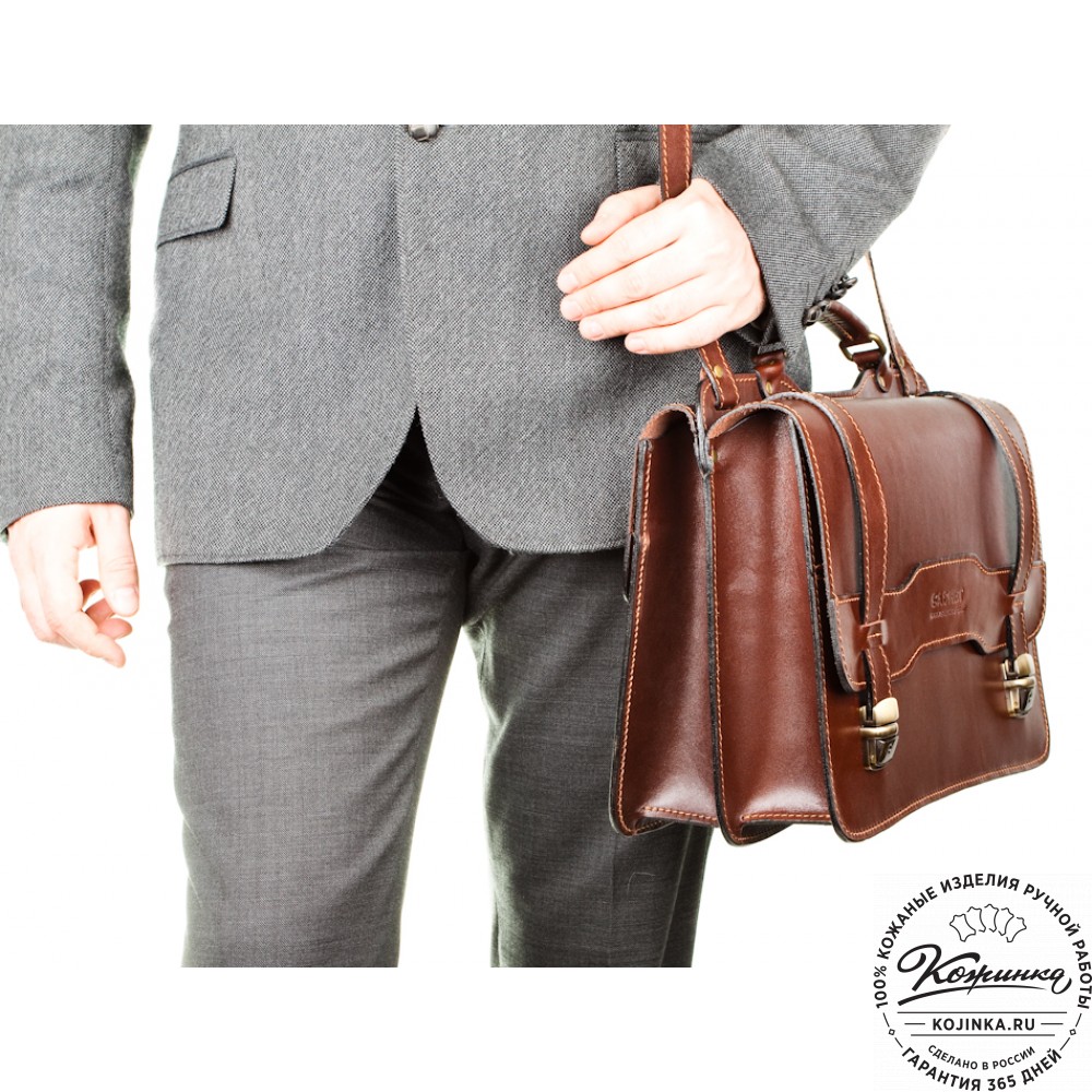 Мужской кожаный портфель "Авантаж" (коричневый)